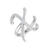 0.45 Carat Round Diamond Micro Pavé Letter X Initial Ring