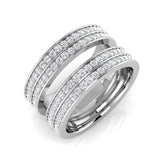 Sparkling 0.75Ct Rose Gold Four-Row Diamond Statement Ring for Women