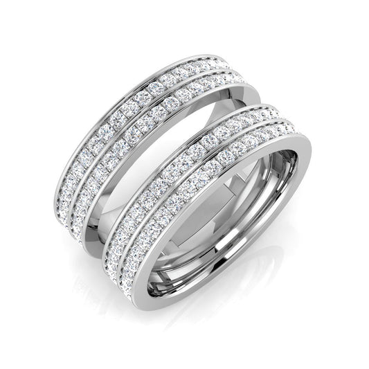 Sparkling 0.75Ct Rose Gold Four-Row Diamond Statement Ring for Women