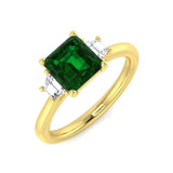 Emerald Diamond Side Stone Ring