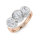 Bague 3 pierres avec diamants ronds de laboratoire de 0,50 à 2,00 ct, pureté D/VVS