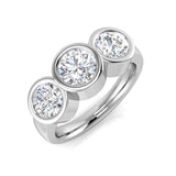 Bague 3 pierres avec diamants ronds de laboratoire de 0,50 à 2,00 ct, pureté D/VVS