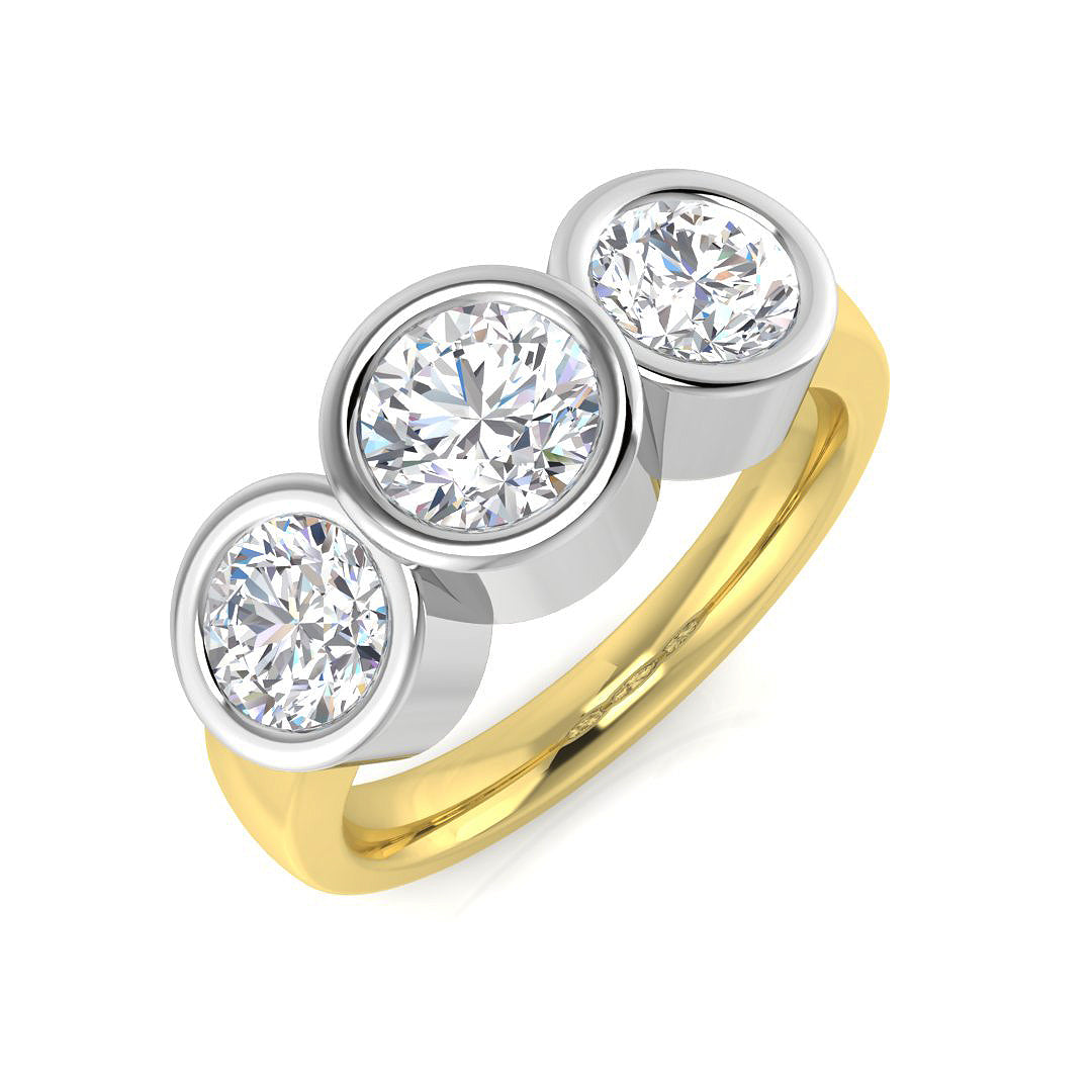 0.25-2.00ct Lab Grown D/VVS Round Cut Diamond 3-Stone Ring