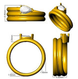 Pear Shaped Diamond Solitaire Stacking Ring in White Gold | Elegant Triple Band Design