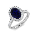 Blue Sapphire Baguette Halo Engagement Ring | 0.33ct - 2.25ct