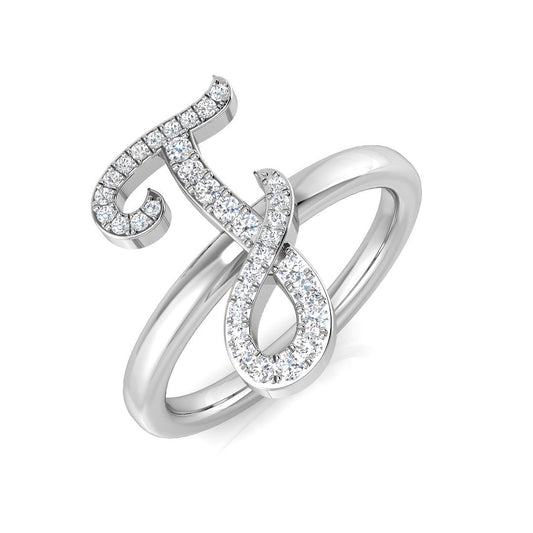 0.15ct Diamond Letter J Ring | Personalised Gold & Platinum Jewellery
