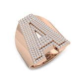 1.00 Carat Round Diamond Block Letter A Cluster Pavé Statement Initial Ring