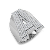 1,00 Karat runder Diamant-Blockbuchstabe A Cluster Pavé Statement Initialenring