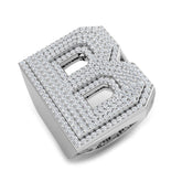 1,48 Karat runder Diamant-Blockbuchstabe B Cluster Pavé Statement Initialenring