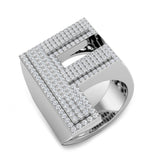 1,03 Karat runder Diamant-Blockbuchstabe F Cluster Pavé Statement Initialenring