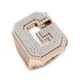 1.30 Carat Round Diamond Block Letter G Cluster Pavé Statement Initial Ring