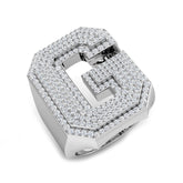 1,30 Karat runder Diamant-Blockbuchstabe G Cluster Pavé Statement Initialenring