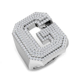1.30 Carat Round Diamond Block Letter G Cluster Pavé Statement Initial Ring