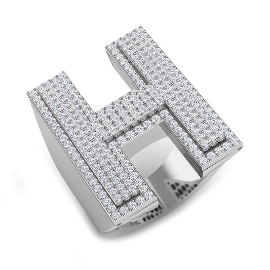 Diamond Initial H Ring 1.25ct | Lab-Grown or Natural | UK Hallmarked