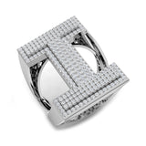 1.00 Carat Round Diamond Block Letter I Cluster Pavé Statement Initial Ring