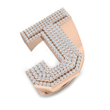 1,08 Karat runder Diamant-Blockbuchstabe J Cluster Pavé Statement Initialenring