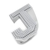Bague initiale en forme de lettre J sertie de diamants ronds de 1,08 carat, sertie de diamants ronds et pavés.