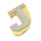 1,08 Karat runder Diamant-Blockbuchstabe J Cluster Pavé Statement Initialenring