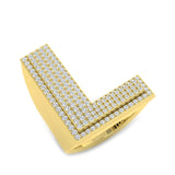 0,85 Karat runder Diamant-Blockbuchstabe L Cluster Pavé Statement Initialenring