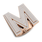 1,42 Karat runder Diamant-Blockbuchstabe M Cluster Pavé Statement Initialenring