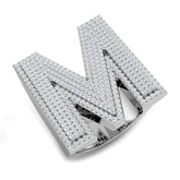 Bague initiale M sertie de diamants ronds de 1,42 carat, sertie pavée en grappe.