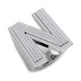 1,28 Karat runder Diamant-Blockbuchstabe N Cluster Pavé Statement Initialenring