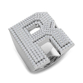 Bague initiale R sertie de diamants ronds de 1,40 carat, sertie de pavés.