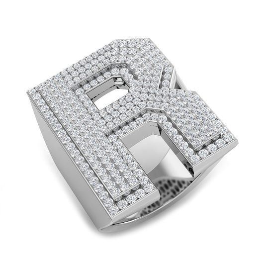 Luxury Diamond R Initial Ring – 1.5ct | Lab & Natural | Hallmarked Gold & Platinum