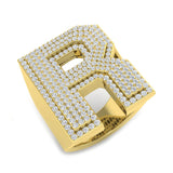1,40 Karat runder Diamant-Blockbuchstabe R Cluster Pavé Statement Initialenring