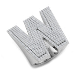 1,47 Karat runder Diamant-Blockbuchstabe W Cluster Pavé Statement Initialenring