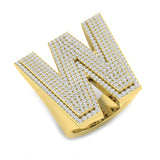 1,47 Karat runder Diamant-Blockbuchstabe W Cluster Pavé Statement Initialenring
