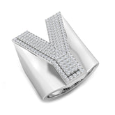 Bague initiale Y sertie de diamants ronds de 0,80 carat, sertie pavé, en forme de Y