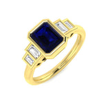 Diamond Pobtypoos Blue Sapphire Ring | 1ct - 2ct