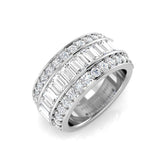 Baguette and Round Cut Triple Row Eternity Diamond Band