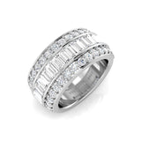 Baguette and Round Cut Triple Row Eternity Diamond Band