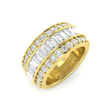Baguette and Round Cut Triple Row Eternity Diamond Band