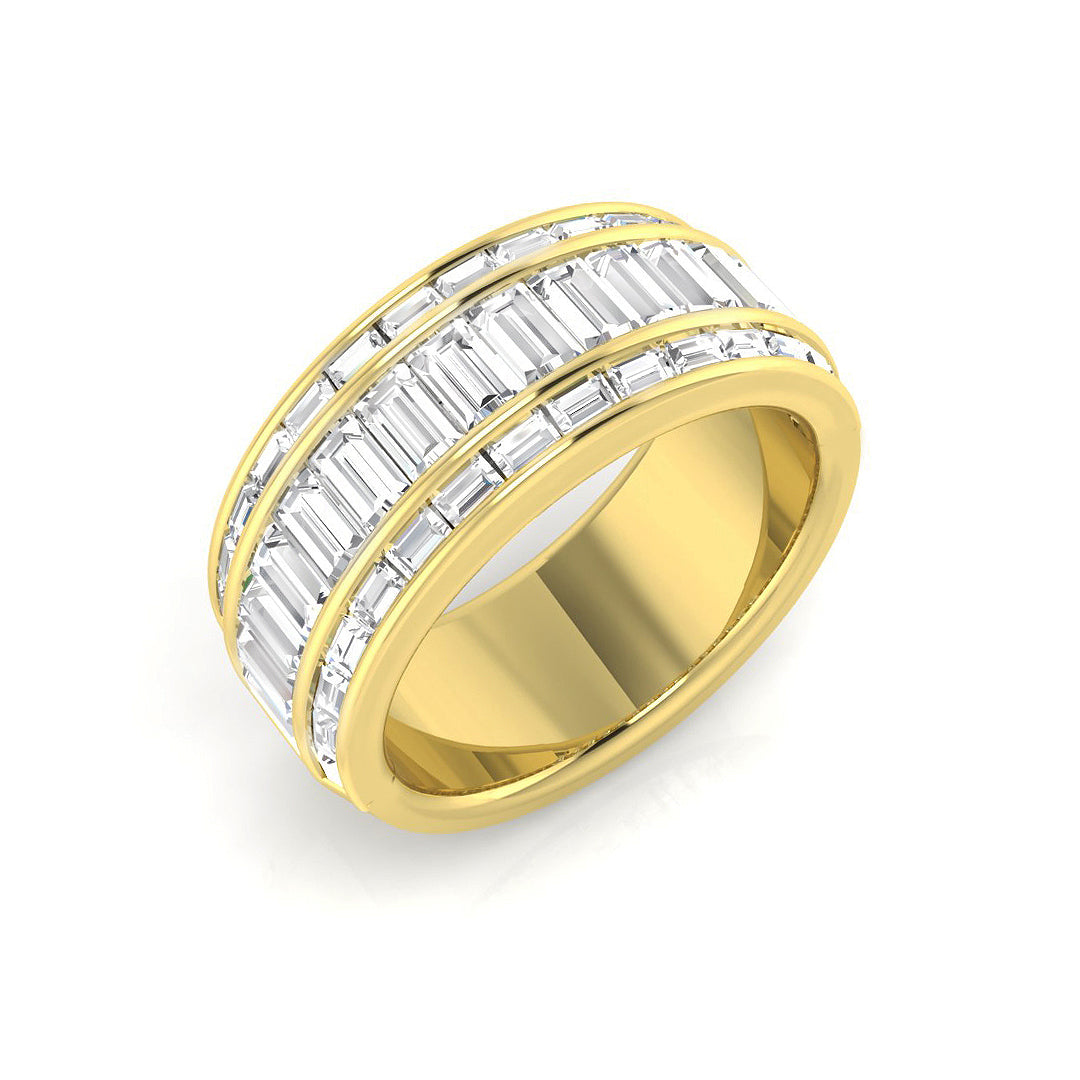 Baguette and Brilliant Cut Diamond Half Eternity Ring in White Gold