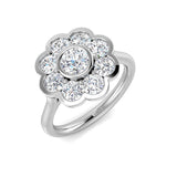 Bezel Floral Diamond Cluster Ring 1.5ct | UK Hallmarked