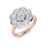 Natural Round Cut Diamond Cluster Engagement Flower Shape Ring