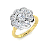 Natural Round Cut Diamond Cluster Engagement Flower Shape Ring