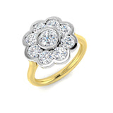 Natural Round Cut Diamond Cluster Engagement Flower Shape Ring