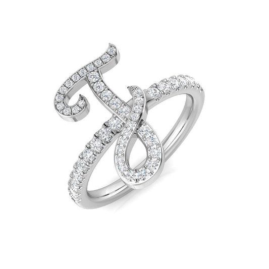 Diamond Initial J Ring 0.33ct | Lab-Grown or Natural | UK Hallmarked