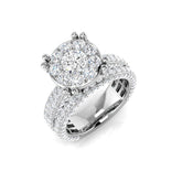 Round Diamond Cluster Halo Engagement Ring 3.5ct | Wide Band UK Hallmarked