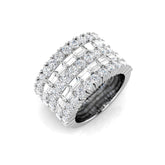 Half Eternity Band with Baguette & Round Cut Diamonds – 5 Row Design