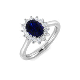Blue Sapphire Diamond Halo Engagement Ring | Oval Cut | 1ct - 7ct | Hallmarked Gold & Platinum