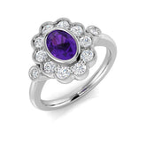 Diamond Barnet Amethyst Ring | 1.25ct | Hallmarked Gold & Platinum