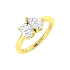 1.00Carat D-E/VS Lab Grown Diamond 2 Stone Wedding Ring 9k Yellow Gold Ready To Ship