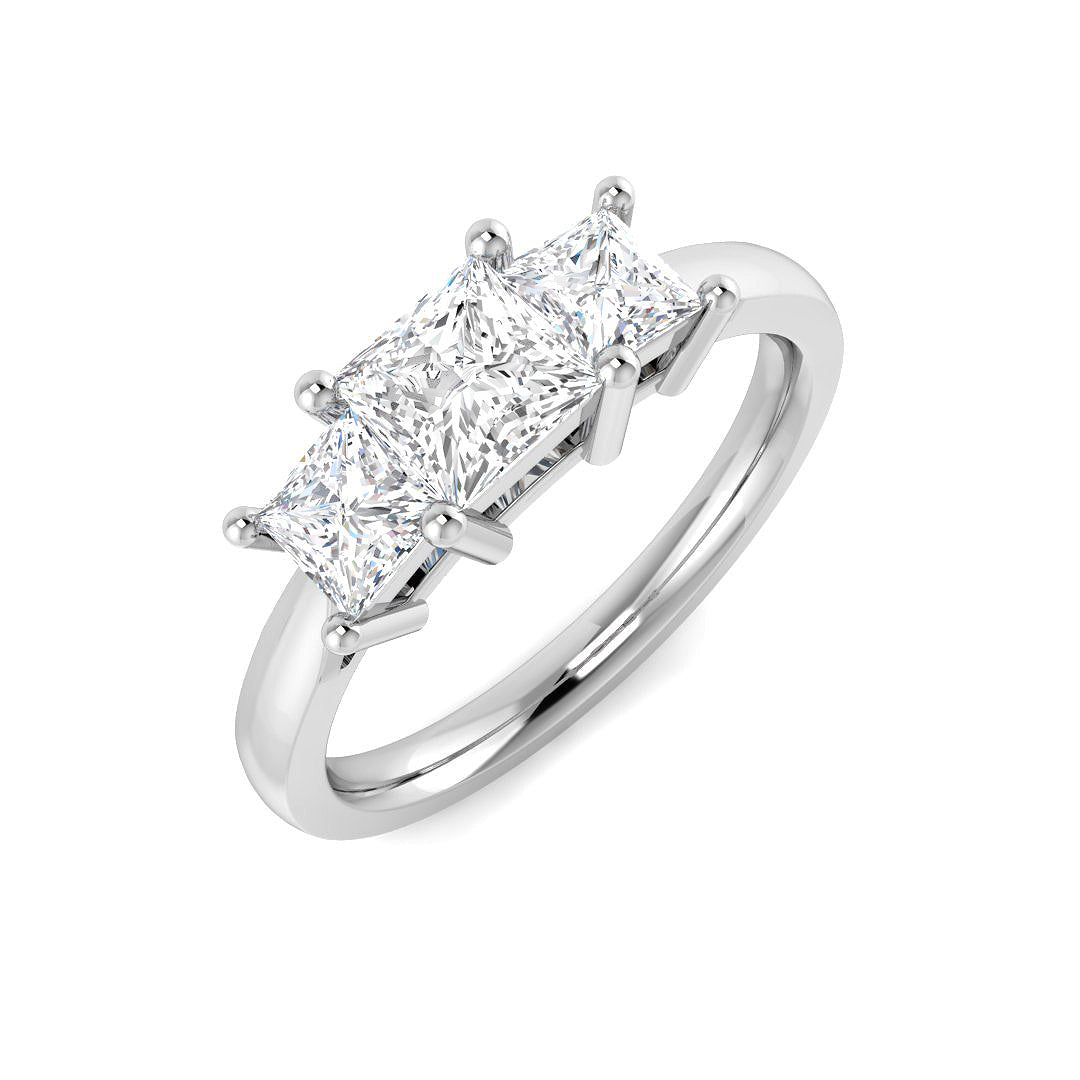 3-Stone Lab Grown Diamond Ring 1.33ct Princess Cut D/VVS.