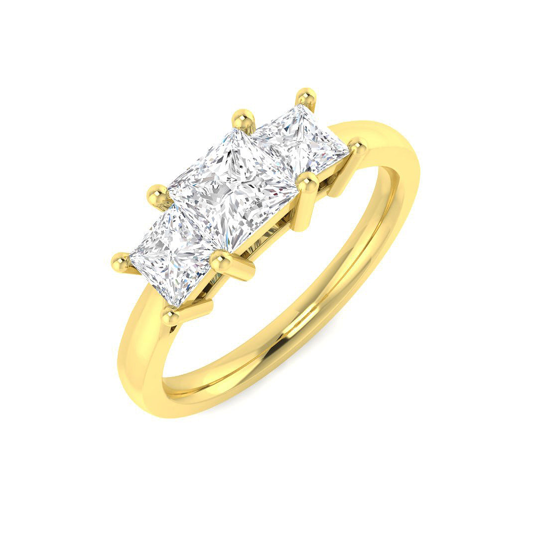 3-Stone Lab Grown Diamond Ring 1.33ct Princess Cut D/VVS.