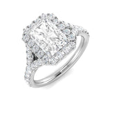 Lab Grown Round & Radiant Cut Diamond Engagement Ring